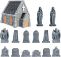 Rileryan Miniature Church Tombstones - 15 PCS Gargoyle & Virgin Figurines for Halloween Decor