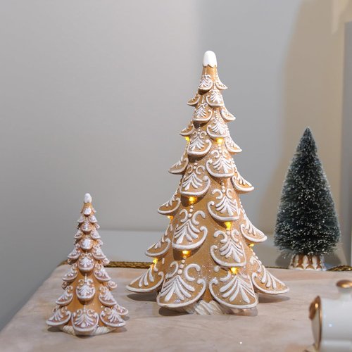 Cynkeyee Gingerbread Christmas Tree Decorations - Indoor Xmas Lights & Centerpiece, 6.5x4.5x10 Inch