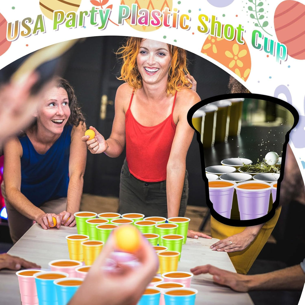 Roshtia 100 Pack 2 oz Plastic Shot Cups - Mini Disposable Party Glasses for Weddings & Events | Light Multicolor