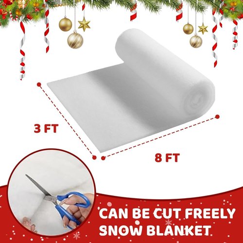 Christmas Snow Blanket - 3 x 8 Ft Fake Snow Blanket for Holiday Decor & Winter Crafts