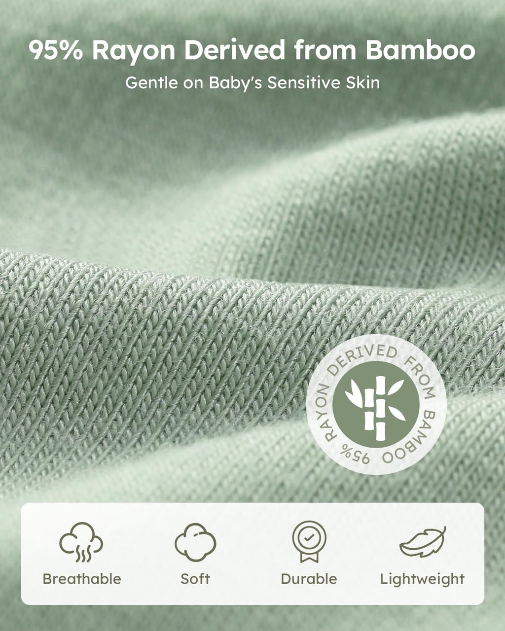Yoofoss Baby Sleep Sack - Super Soft Bamboo Wearable Blanket for Infants 12-18 Months | 2-Way Zipper, Blue & Green
