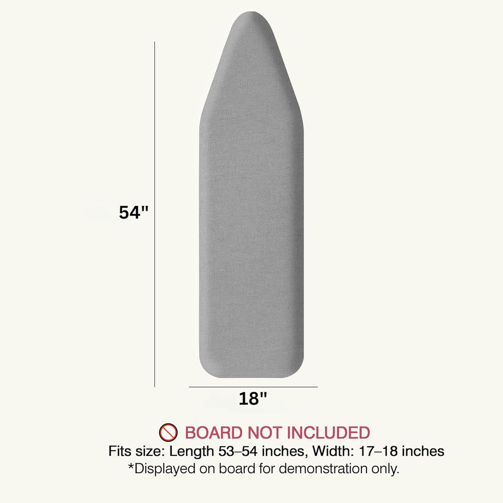 UniSimp Ironing Board Cover - Extra Thick Natural Cotton, Scorch & Stain Resistant | 18"x54" Gray