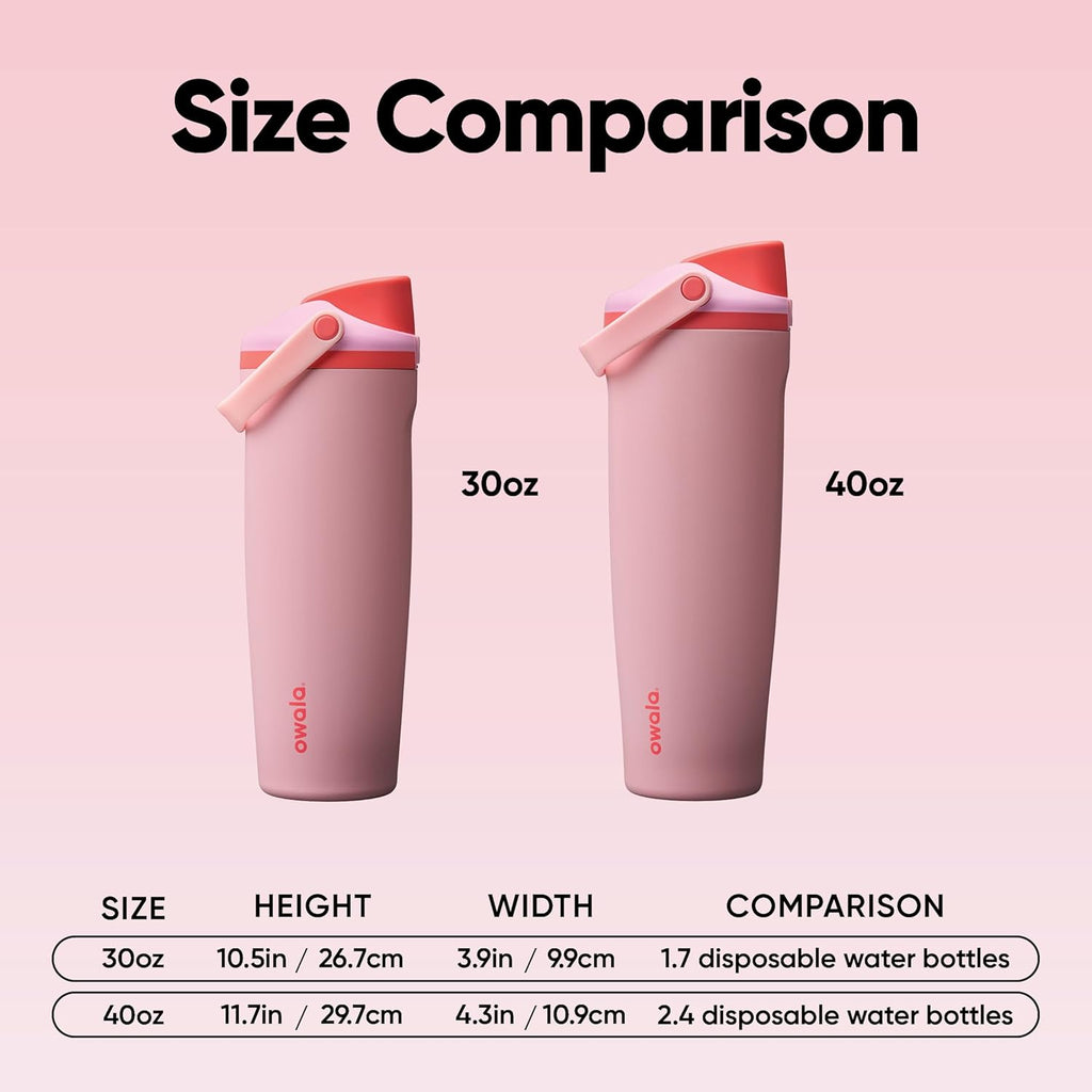 Owala FreeSip Sway Insulated Stainless Steel Water Bottle - 30oz, Two-Way Spout, Pink Angel Food Cake