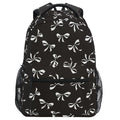 Wamika Black Bowknot Backpack for School White Ribbon Bow Tie Cute Girls Boys Backpack Bookbag Kids Children Teens Backpacks for Age 6-16 M