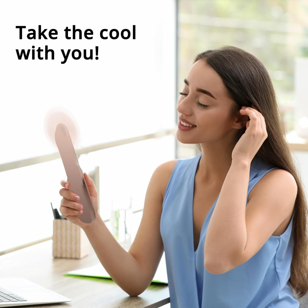 Skiennix 4-in-1 Portable Handheld Fan - USB Rechargeable Cooling Fan with Power Bank & Flashlight | Pink