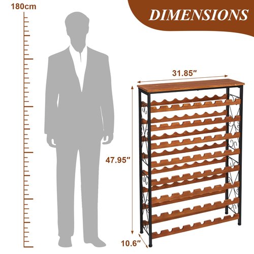 64 Bottles Wine Rack Freestanding Floor with 2 in 1 LED Light, Wine Bottle Rack Wine Holder Wine Storage Shelf for Kitchen Bar Pantry, Tall Wine Cabinet Stand Display 31.85''L X 10.6''W X 47.95''H