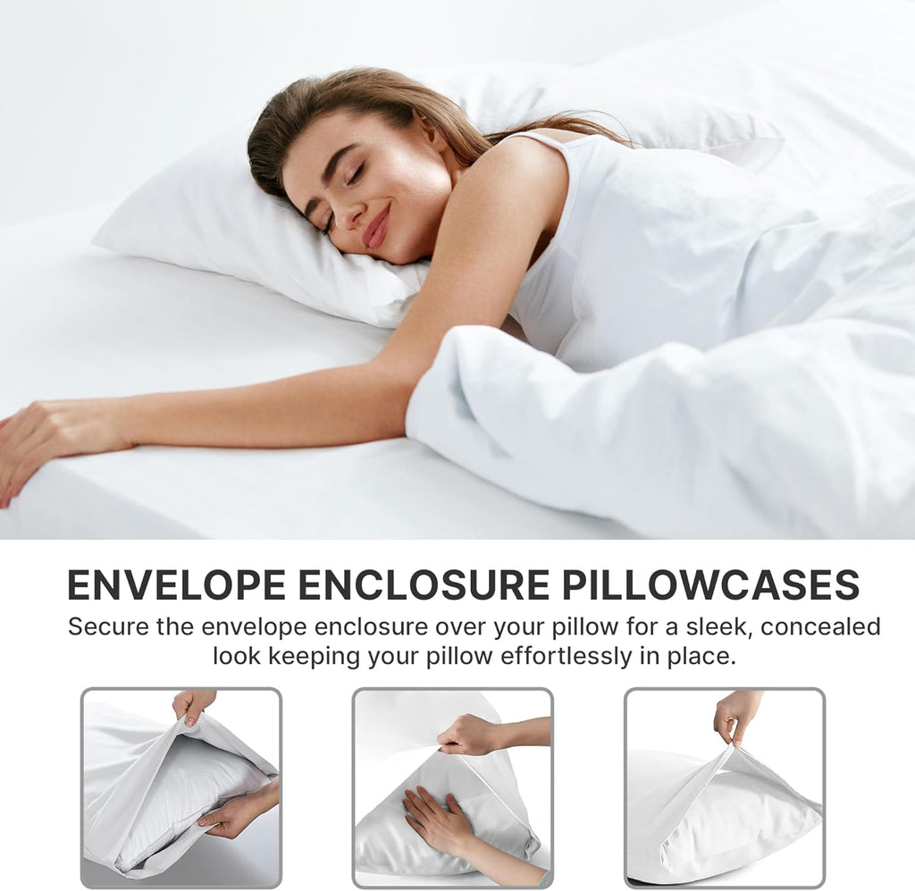 Skiennix Queen Pillow Cases Set of 4 - Ultra Soft Hotel Quality - Wrinkle Free & Fade Resistant - Lavender