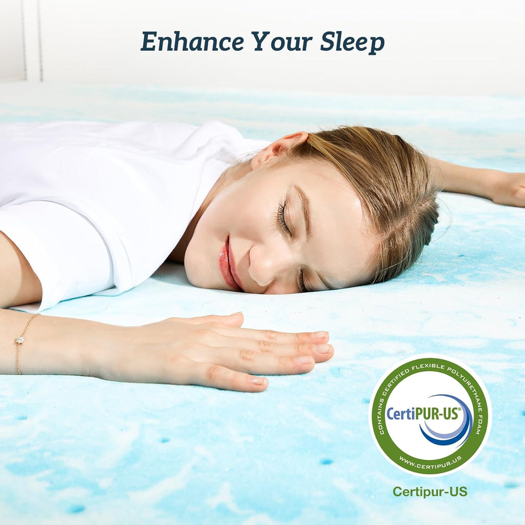 Sweetcrispy Mattress Topper - 3 Inch Thick Memory Foam Gel Infused Cooling Pad | California King, CertiPUR US Certified