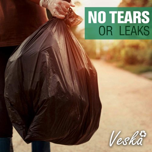 Veska 65 Gallon Trash Bags for Toter, (Value-Pack 50 Count w/Ties) Extra Large 64 Gallon Heavy Duty, 60 Gal Trash Bags Outdoor Garbage Can Liner for CustodiansExtra Large Garbage Bag 70 Gallon