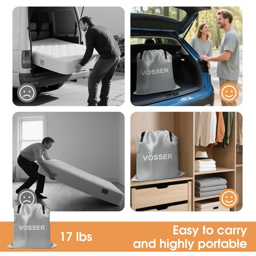 VOSSER Twin Size Airbed with Detachable Rechargeable Pump - for Camping & Home Use, Portable Design, Supports up to 330 lbs MAX