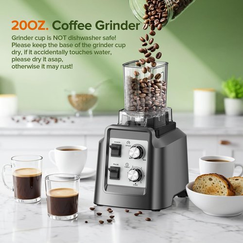 Blender for Smoothies - 68Oz Pitcher & 20Oz Grinder | 28000 RPM Ice Crushing Power