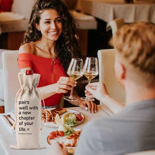 BQXS Going Moving Leaving Away Retirement Gifts for Women Friends Coworkers Farewell Gifts Wine Bag Party Decorations New Home Job Beginning Gifts Pairs Well With A New Chapter Wine Bag