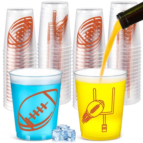Qinyoung 40 Pcs 12 oz Reusable Football Plastic Cups Football Party Decorations Supplies Tailgate Events Drinking Cups for Sports Birthday Themed Party Supplies