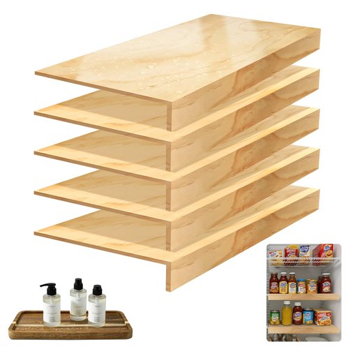 laapee Wire Shelf Covers for Closet & Pantry | Natural Solid Wood 8mm Thick | Wood Wire Rack 24x12 Inch | Tool-Free Removable Rustic Design (5 Pack, Includes 1 Small Wooden Tray)