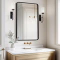 USHOWER Bathroom Mirrors for Over Sink, Metal Frame Rectangle Mirror, Modern Farmhouse Vanity Mirror, Wall Mounted for Bedroom, Living Room, Entryway Remodel & Upgrade, Matte Black, 24 x 36 Inch