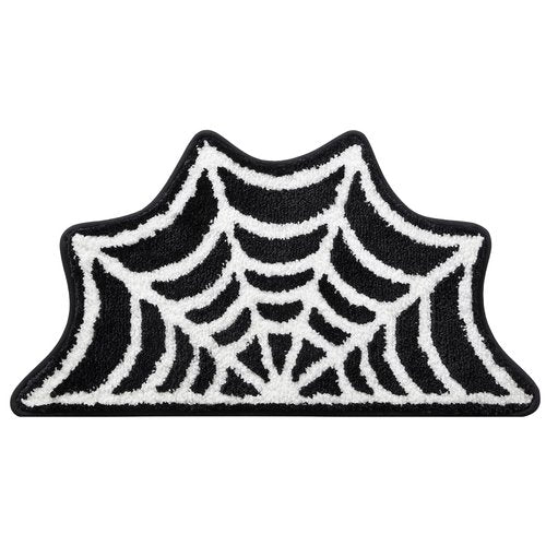 Moutina Spider Web Bath Mat 16x30 Inch Black, Soft and Absorbent Tufted Gothic Halloween Bathroom Rug Non Slip Washable, Gothic Bathroom Decor Rug Holiday Decorations