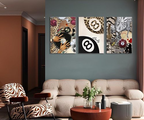 Fashion Cheetah Wall Art - Set of 3 Leopard Canvas Prints | Dark Red Framed Decor for Bedroom & Living Room, 12x16 Inch