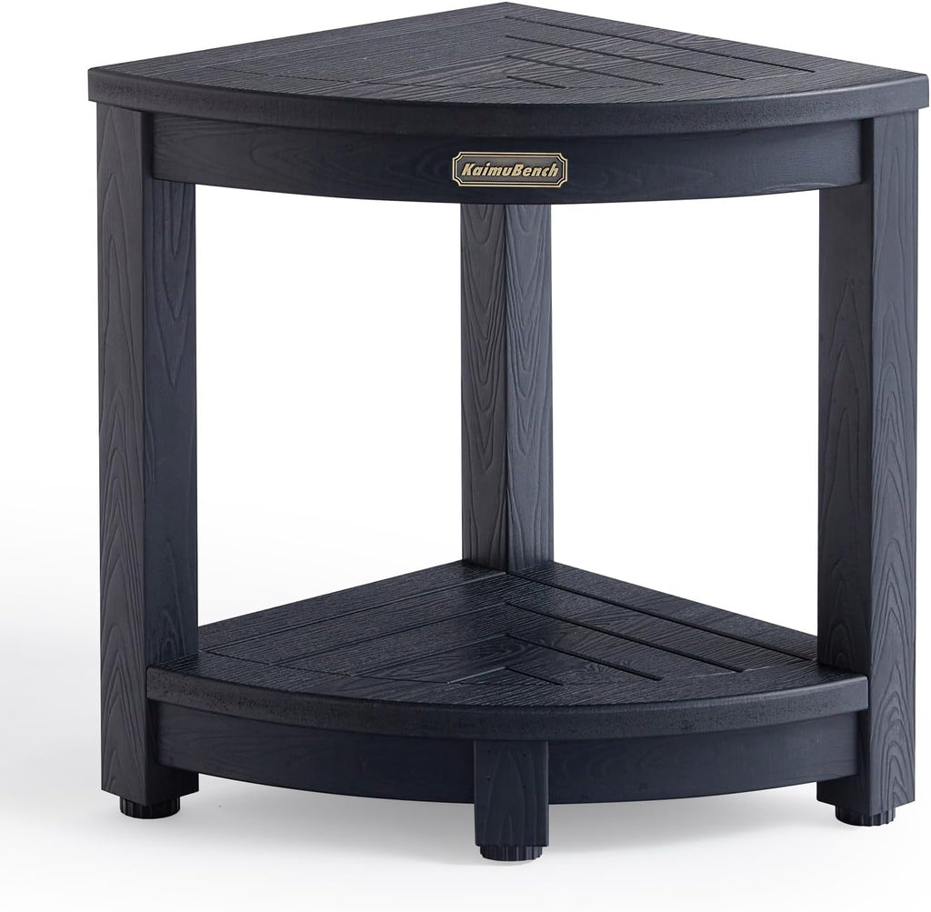 Skiennix Shower Bench - Durable Poly Lumber Corner Stool | Non-Slip Bathroom Seat for Shaving Legs - Black