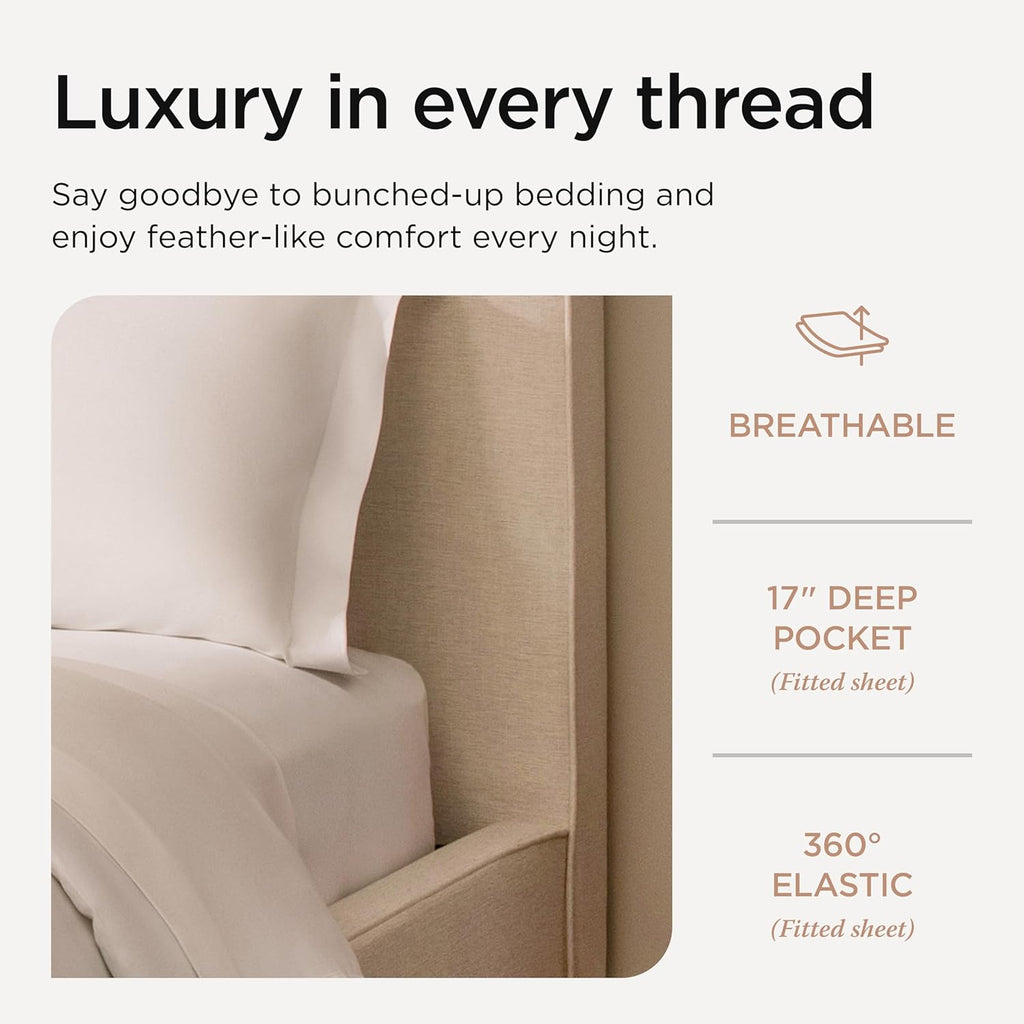 Threadmill 100% American Certified Supima Cotton King Size Sheets - 1200 Thread Count, Ultra Luxury Sateen, 4-Piece Set - White