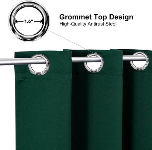 ChrisDowa Grommet Blackout Curtains - Thermal Insulated Room Darkening Panels, Forest Green, 52W x 84L