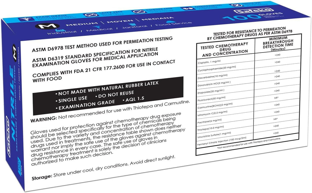 Nitrile Exam Gloves - Latex-Free, Powder-Free, Non-Sterile Disposable Gloves for Medical & Kitchen Use