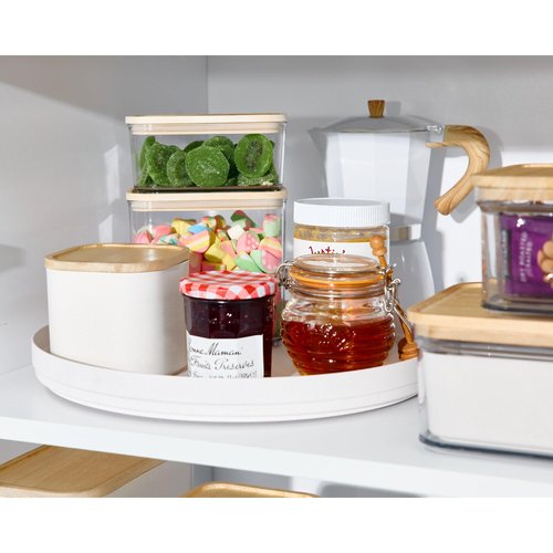 iDesign Recycled Plastic Lazy Susan Turntable Organizer, The Rosanna Pansino Collection – 14.9” L x 14.85” W x 1.6” H, Coconut