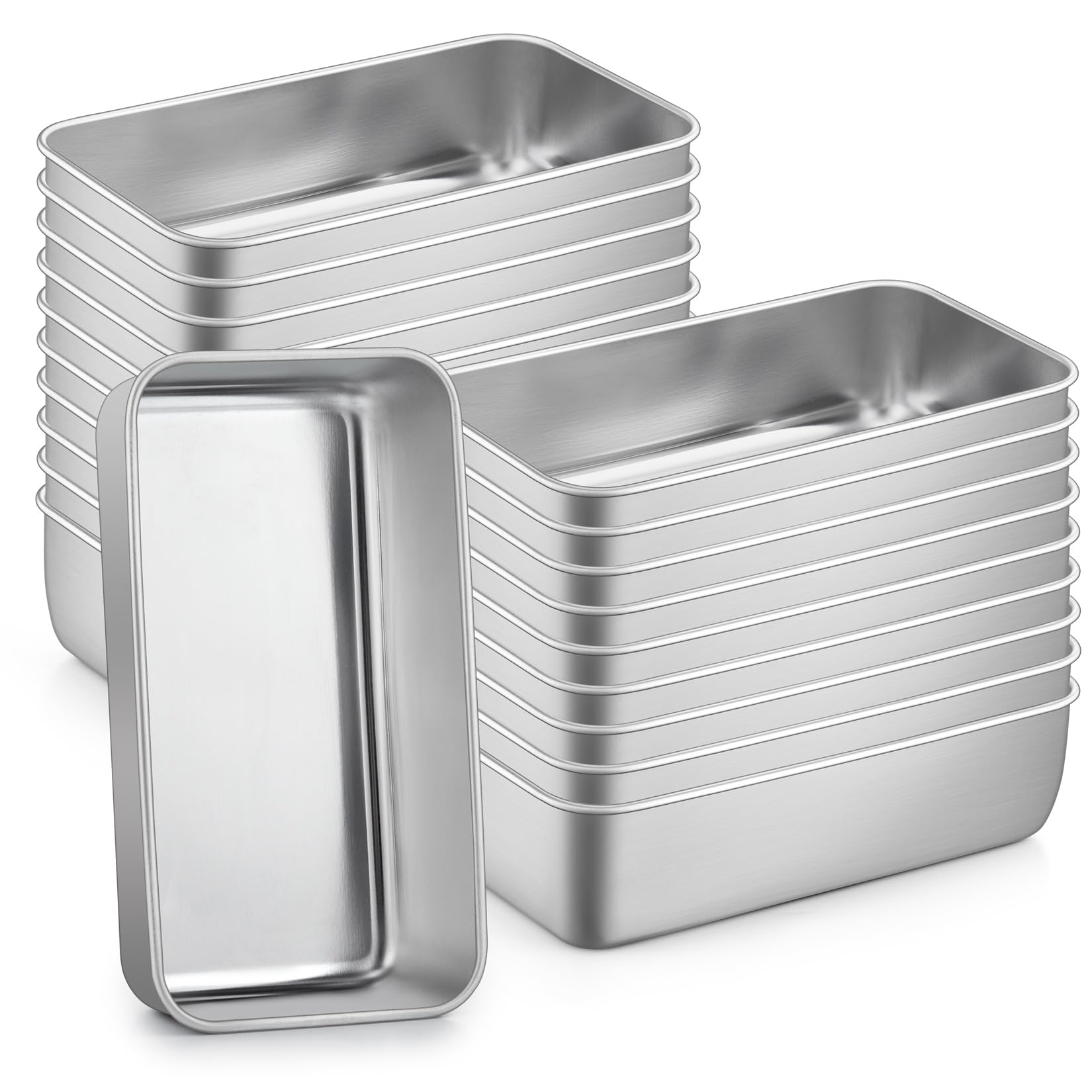 P&P CHEF Loaf Pan Set, 9 x 5 Inch Bread Pans, Stainless Steel Loaf Toast Baking Pans For Bread Meatloaf Lasagna Cake, Healthy & Non Toxic, Oven Safe& Easy Clean, (Silver, 20Pcs)