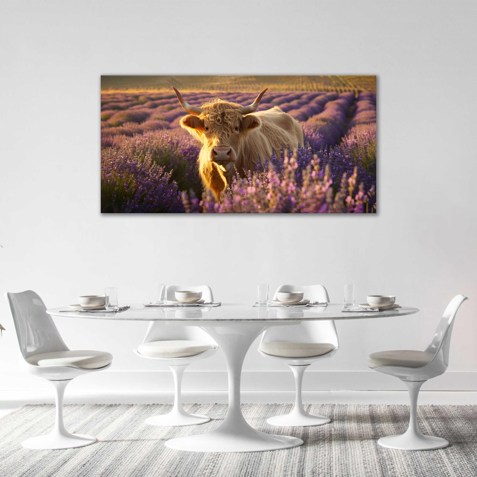 Fuzawet Large Deer Wall Art Foggy Forest Pictures Wall Decor Elk Rustic Landscape Canvas Painting Home Modern Artwork Decorations Framed for Office Bedroom Bathroon Living Room 60X30 inch
