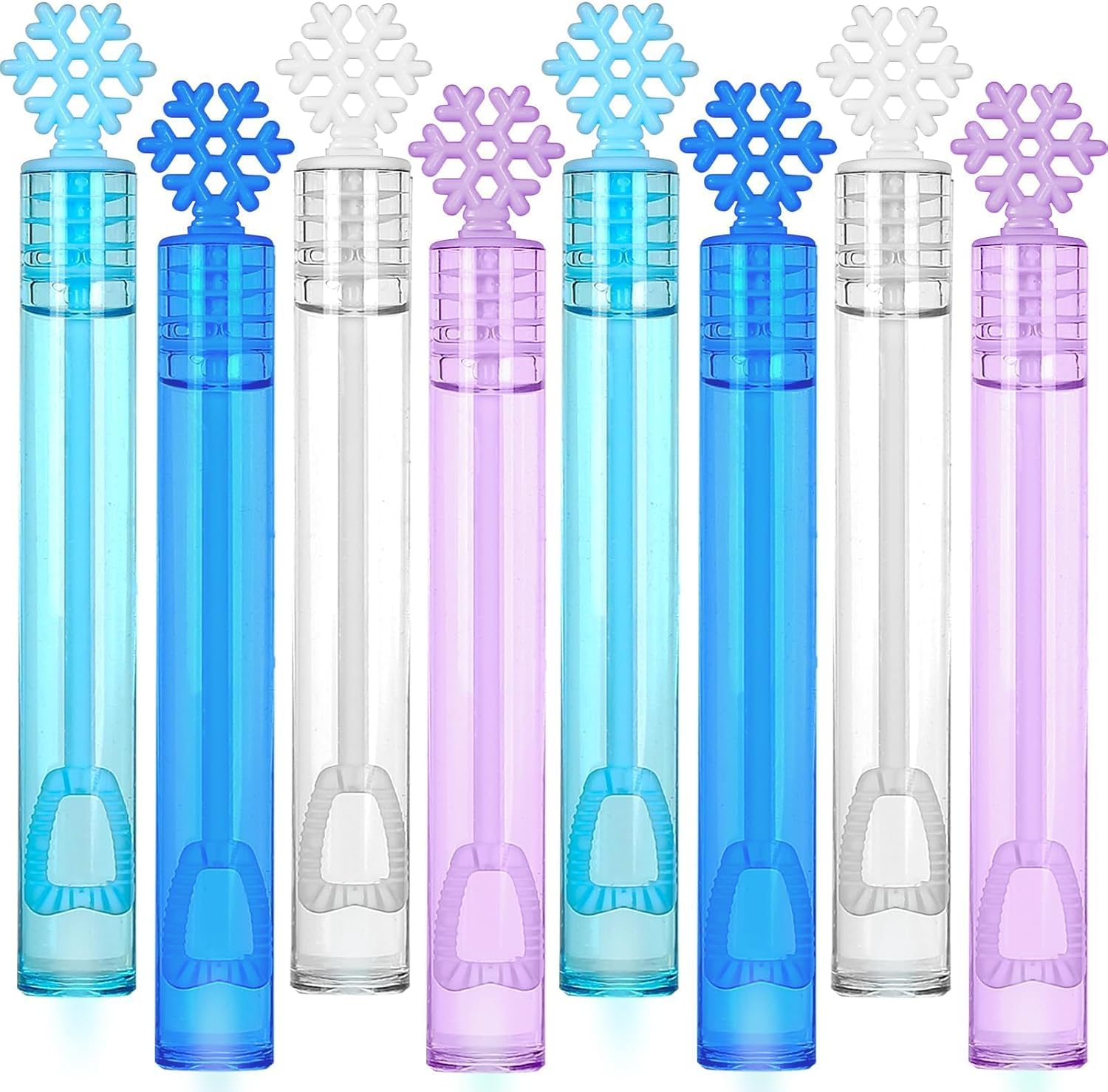 Skiennix 32 Pcs Snowflake Bubble Wands - Colorful Mini Party Favors for Kids | Winter-Themed Fun
