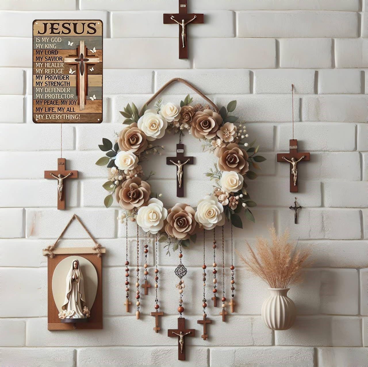 Smilelife Vintage Christian Tin Sign - "Jesus Is My God, My King, My Everything" - 8x12 Inch Religious Wall Art for Home, Office, or Chapel Decor