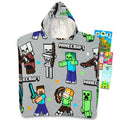 Minecraft Hooded Towel Set for Kids, Girls, Boys - Minecraft Bath Towel Poncho Bundle with Tattoos, More | Boys Bathroom Set