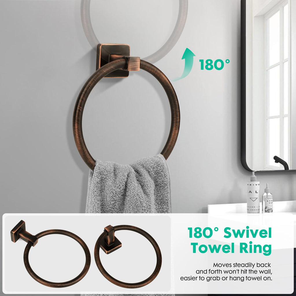 Ntipox 5 Piece Antique Bathroom Hardware Accessories Set Oil Rubbed Bronze,24 Inch Towel Bar Set,Towel Rack Set,Bathroom Towel Holder Set