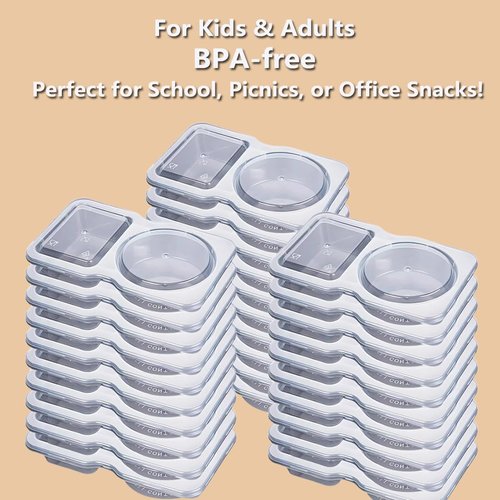 20 Sets Reusable Snack Containers Double Compartment Snackle Box Container with Lids - Leak-Proof BPA-Free Food Storage, Condiments Portion Control Dip Cups for Kids School Lunches, Meal Prep, Takeout