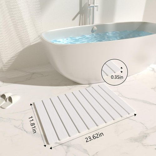 Foldable Stone Bath Mat 60x39cm | Quick-Dry Diatomaceous Earth Bath Rug with PVC Anti-Slip Base | Bathroom, Kitchen, Pet-Friendly Water Absorbent Mat