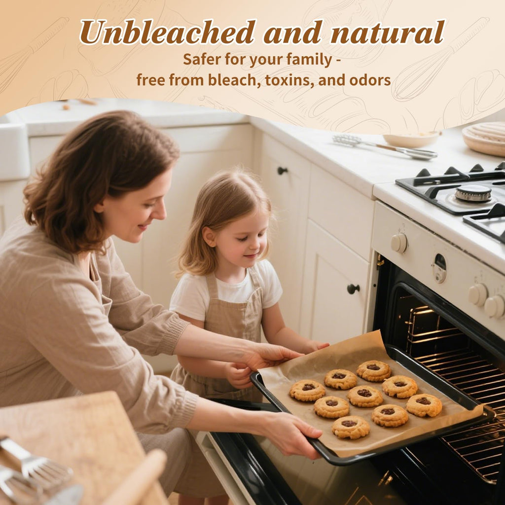 Skiennix Parchment Paper Sheets - 300 Unbleached Non-Stick Baking Sheets | 12x17 Inches for Oven & Air Fryer