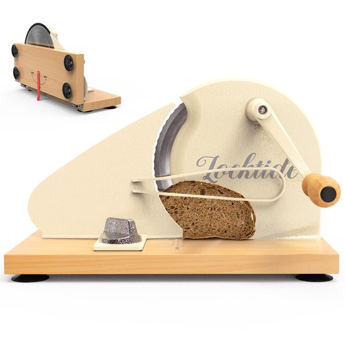 Manual Bread Slicer for Homemade Sourdough Bread, Hand Crank Bread Slicer With Scale Line, Suction Cup and Protective Cover, Adjustable Thickness