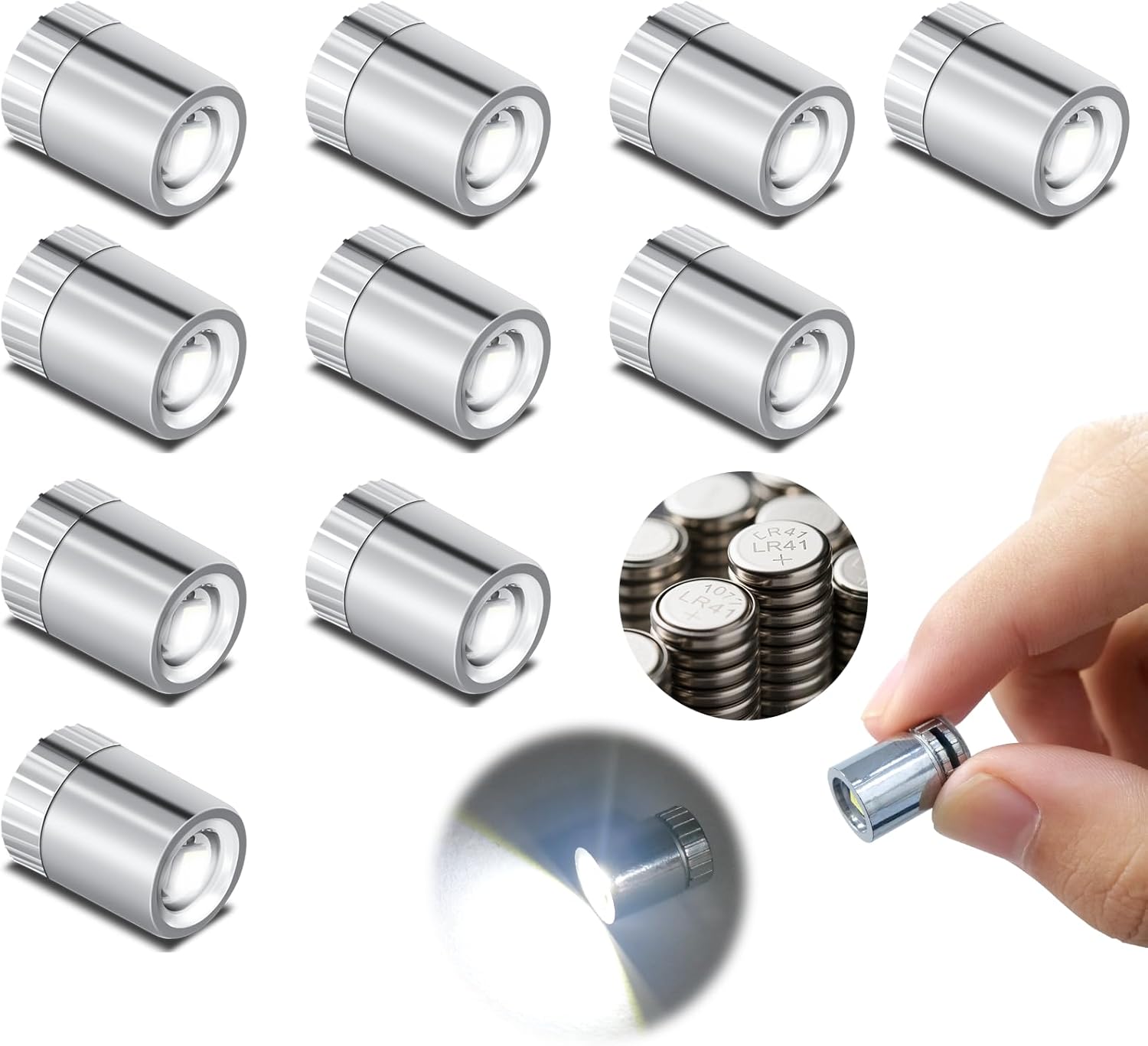 Skiennix Mini LED Lights - 10 PCS Battery Operated Tiny SMD Spotlights for DIY Crafts | Cool White