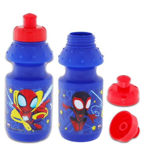 Spidey and Friends Reusable Water Bottles - 12 Piece Bundle of 11oz Bottles with Pull Top Lids Plus More | Spidey & His Amazing Friends Sports Bottles