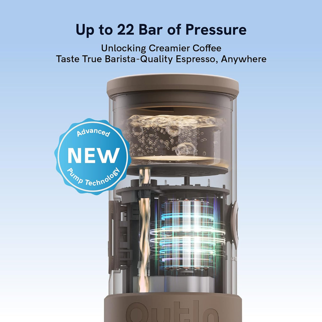 OutIn Mino Portable Espresso Machine - Mini Camping Coffee Maker for Travel | Pocket-Sized Self-Heating Design
