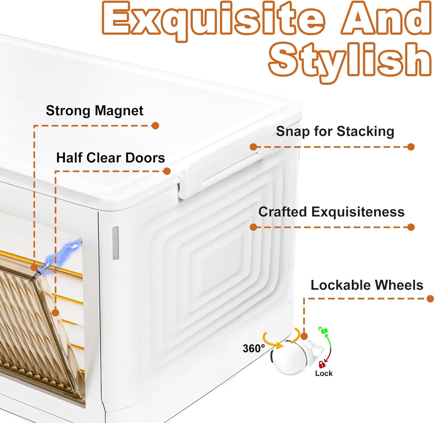 Skiennix 4-Tier Stackable Storage Bins - Collapsible Closet Organizers with Lids & Wheels | 23QT
