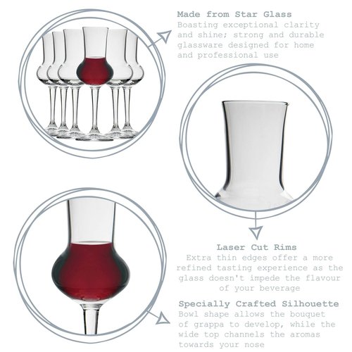 Bormioli Rocco Restaurant Grappa Liqueur Glass with Stem - 80ml - Pack of 6