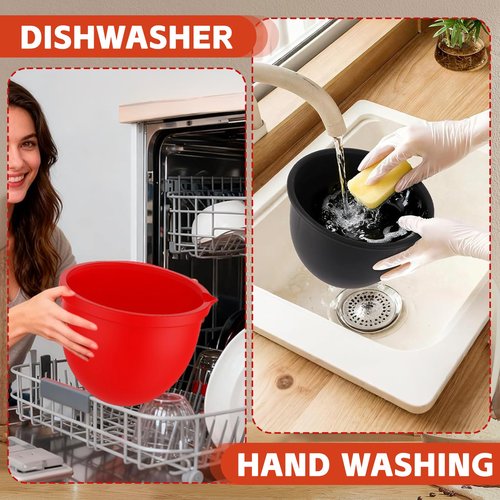 Silicone Bowl Liners for KitchenAid 5 Qt Tilt-Head Stand Mixer, Thicker Non-Stick Mixer Bowl Liners, Odorless Heat & Cold Resistant, Easy Clean, Set of 3 with Lids