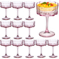 Vintage Champagne Coupes Glass Cute Martini Cocktail Glasses,13oz Crystal Martini Wine Glasses Set Of 12 Elegant Flower -Shaped Goblet Drinking Champagne Dessert Yogurt Ice Cream Glassware Cups Pink