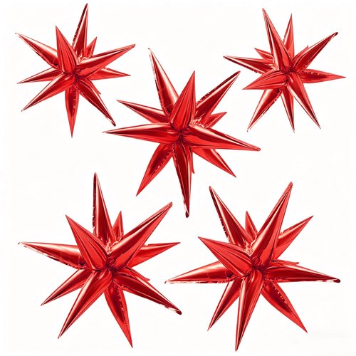 Red Star Foil Balloons Explosion 12 Point Spike Baloons Large Mylar Balloon Party Decorations Backdrops for Christmas Wedding Anniversary Bachelorette Engagement Birthday Valentine's Day