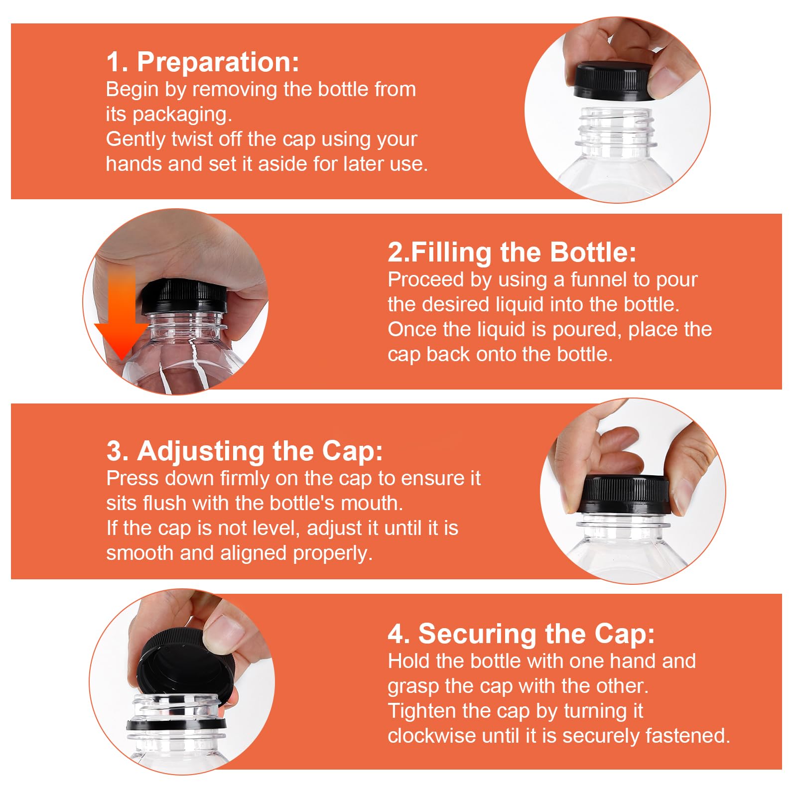 OBKJJ 80pcs 8oz Pcs Juice Bottles, Juice Bottle with Caps Reusable Empty Clear Bottles with Label, Funnel, Brush Bulk Beverage Containers for Juicing, Drinking, Smoothie and Other Beverages (8oz)