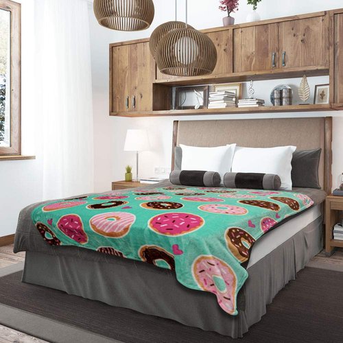 Donut Day Dreams Super Soft Throw Blanket - 50x60 Throw Blanket for Bedroom, Living Room, Spring Time, Holidays, Kids, Babies, Adults & Decor, Gifts Blue Donuts Blanket