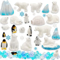 Bbiamsleep Mini Arctic Animal Figurines Set - 65 Pcs Polar Bear & Penguin for Holiday Decor