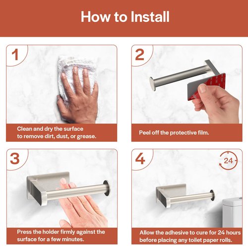 Toilet Paper Holder, Self-Adhesive Toilet Paper Roll Holder for Bathroom and Washroom, No-Drill SUS 304 Stainless Steel