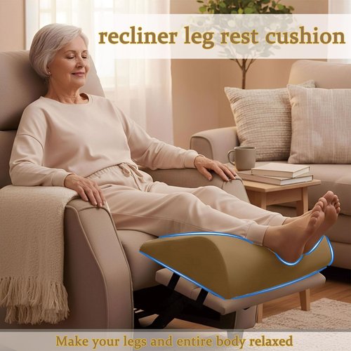 Foreard Recliner Foot Rest Cushion, Extra Large Recliner Leg Pillow with 2 Adjustable Straps, for Bed, Chair Sofa Lumbar Support Foam Wedge Pillow (Brown)