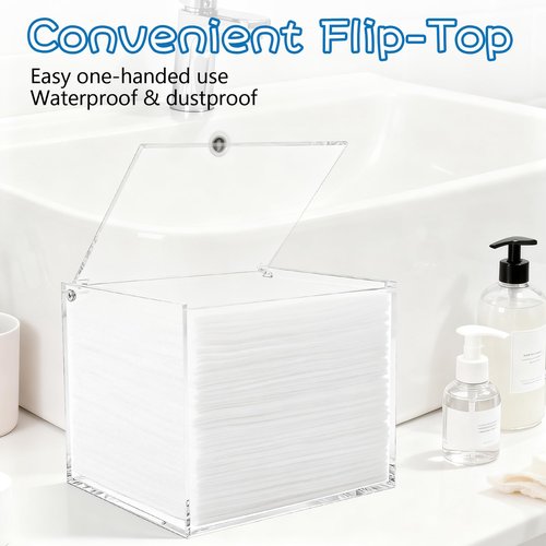 Clear Acrylic Disposable Face Towel Holder-Compatible with Clean Skin Club Facial Towel XL, Acrylic Face Towelette Storage Box Container, Cosmetic Organizer for Bathroom Countertop Storage